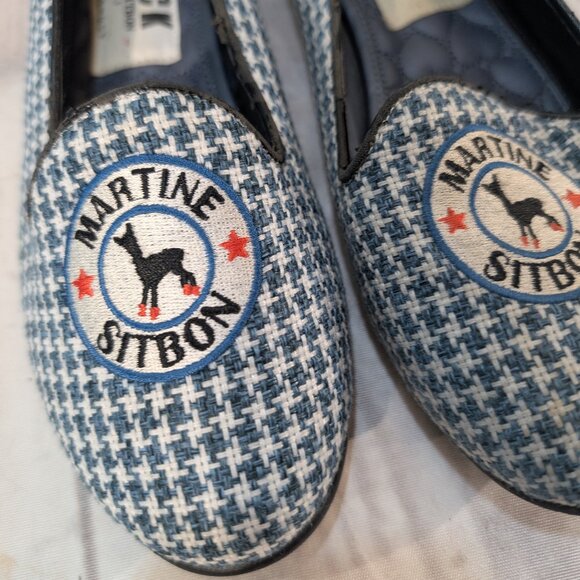 Martine Sitbon Black Lonely Shoes Blue Houndstooth Smoking Slippers - Picture 3 of 9